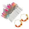 Soulnioi Natural Crystal Pink Green Crystal Pillars Hair Comb Hollow Moon Hairpin and Onyx Crystal Gravel Gold Earrings with Golden Beads for Gift view 1