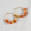 Soulnioi Natural Crystal Pink Green Crystal Pillars Hair Comb Hollow Moon Hairpin and Onyx Crystal Gravel Gold Earrings with Golden Beads for Gift view 2