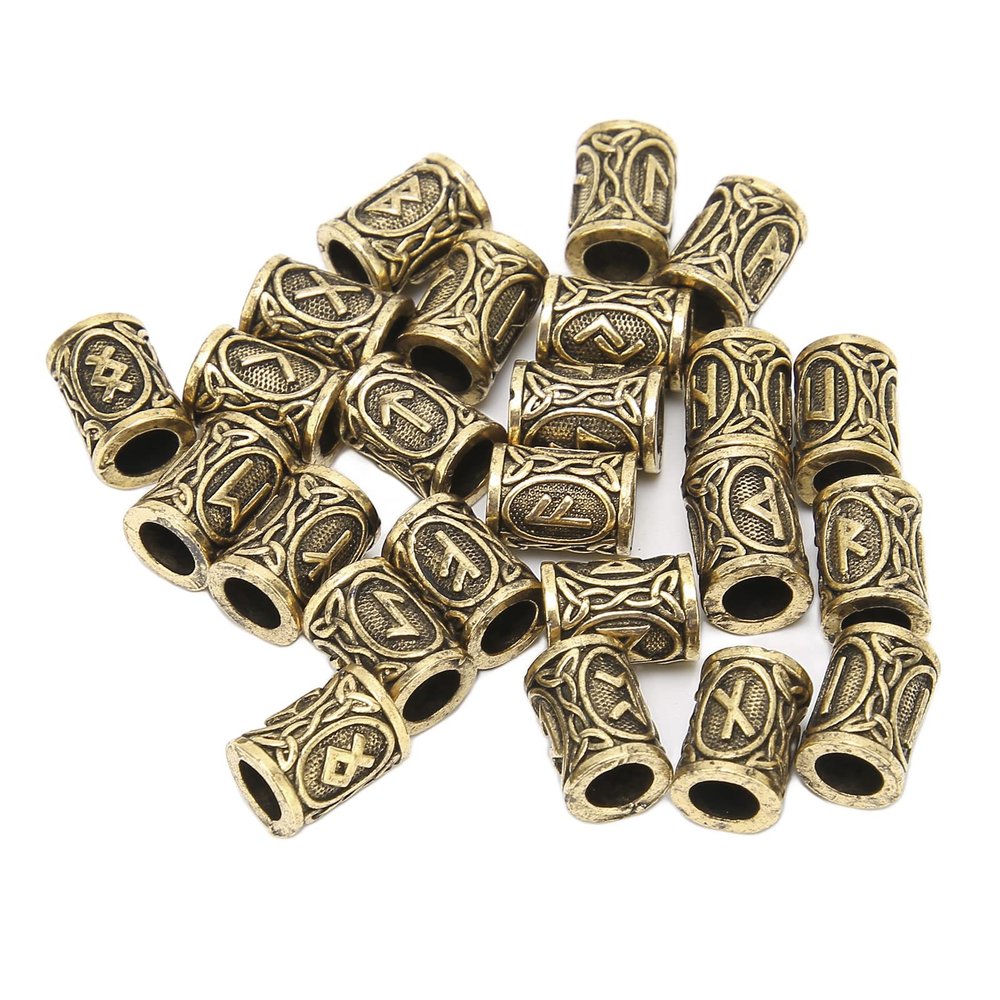 24pcs Viking Beard Beads Bronze Zinc Alloy Material Hair Decoration DIY Beard Beads Hair Accessories