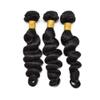 10A Grade Brazilian Remy Virgin Hair Bundles for Black Women 97g Per Bundle Double Weft Unprocessed Human Hair Bundles Natural Color for African American Woman Straight Wave Body Wave Loose Wave Deep Wave Curly Hair Can Be Choose (24", loose wave) view 2