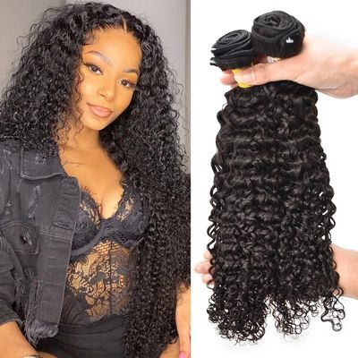 10A Grade Brazilian Remy Virgin Hair Bundles for Black Women 97g Per Bundle Double Weft Unprocessed Human Hair Bundles Natural Color for African American Woman Straight Wave Body Wave Loose Wave Deep Wave Curly Hair Can Be Choose (24/24/24, curly wav