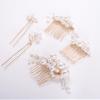 Beusoulover 5pc Gold Pearl Hair Pins & Combs for Women Wedding, Bridesmaid, Flower Girl, U Shaped Bridal Flower Rhinestone Pearl Hair Pins Hair Vine Hair Piece view 1