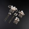 Beusoulover 5pc Gold Pearl Hair Pins & Combs for Women Wedding, Bridesmaid, Flower Girl, U Shaped Bridal Flower Rhinestone Pearl Hair Pins Hair Vine Hair Piece view 2