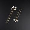 Beusoulover 5pc Gold Pearl Hair Pins & Combs for Women Wedding, Bridesmaid, Flower Girl, U Shaped Bridal Flower Rhinestone Pearl Hair Pins Hair Vine Hair Piece view 3