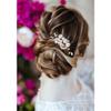 Beusoulover 5pc Gold Pearl Hair Pins & Combs for Women Wedding, Bridesmaid, Flower Girl, U Shaped Bridal Flower Rhinestone Pearl Hair Pins Hair Vine Hair Piece view 4