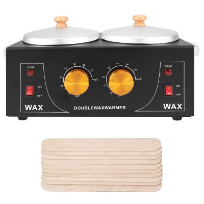 Upgraded Double Non-Stick Wax Warmer, Professional Electric Paraffin Heater with Adjustable Temperature for Facial, Skin Spa Equipment (Black)