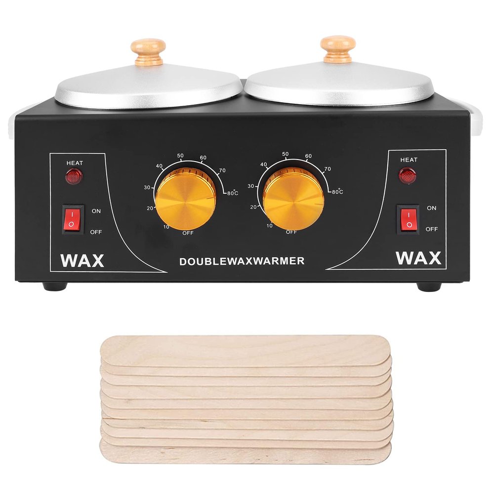 Upgraded Double Non-Stick Wax Warmer, Professional Electric Paraffin Heater with Adjustable Temperature for Facial, Skin Spa Equipment (Black)