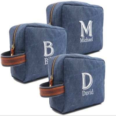RC ROCKCOW Personalized Toiletry Bags with Name & Title, Custom Dopp Kit, Embroidered Travel Toiletry Bag for Men & Women, 7 Thread Colors, Wedding Gifts for Groomsmen Proposal (Set of 3, Design 5#)