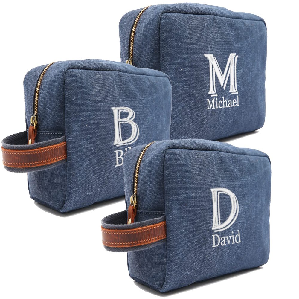 RC ROCKCOW Personalized Toiletry Bags with Name & Title, Custom Dopp Kit, Embroidered Travel Toiletry Bag for Men & Women, 7 Thread Colors, Wedding Gifts for Groomsmen Proposal (Set of 3, Design 5#)