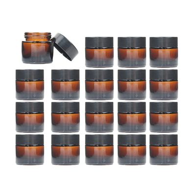 10 Pack 10g/10ml Amber Glass Empty Sample Bottle Cosmetic Jars with Inner Liners, Black Lids Lotion Bottle Refillable Container for Cosmetic, Cream, Lotion and Beauty Products