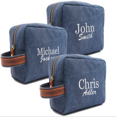 RC ROCKCOW Personalized Toiletry Bags, Custom Dopp Kit, Embroidered Travel Toiletry Bag for Men & Women, Wedding Gifts for Groomsmen (Set of 3, Design 4#)