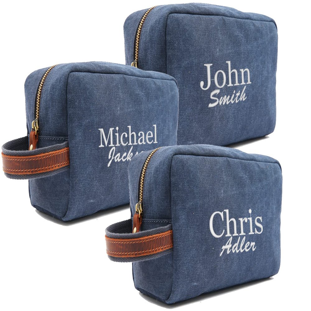 RC ROCKCOW Personalized Toiletry Bags, Custom Dopp Kit, Embroidered Travel Toiletry Bag for Men & Women, Wedding Gifts for Groomsmen (Set of 3, Design 4#)