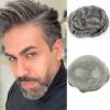Grey Toupee for Men 8x10 inch Hairpiece for Men 0.08mm Ultra Thin Skin Hair system All V-looped Mens Toupee Hair Replacement with Grey Hair (0.12mm Thickness,#1B20 Off Black with 20% Gray Hair) view 1