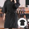 FOMIYES 1Pcs Salon Client Gown Robes Cape, Lightweight Hair Salon Smock, Kimono Style Quick- dry Hair Cutting Capes Smock Gown for Clients (Black) view 2