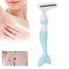 Hair Removal Razors Fish Tail Shape Stainless Steel Manual Safety Hair Shaver Women Green view 2