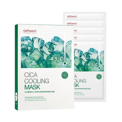 Cell Fusion C Post Alpha Cica Cooling Mask 5ea with Centella Asiatica & Panthenol, Hydrating and Calming Korean Face Mask for Acne-Prone Skin