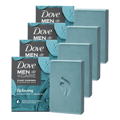 DOVE MEN + CARE Plant-Based with Eucalyptus and Moisture for men`s skin, 5 Ounce (pack of 4)