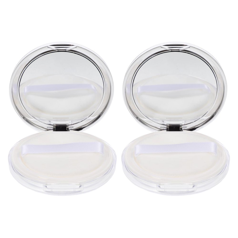 2pcs Portable Loose Case Ultra Thin Makeup Sifter Puff Empty Refillable Compact Cosmetic Containers Travel Home Use