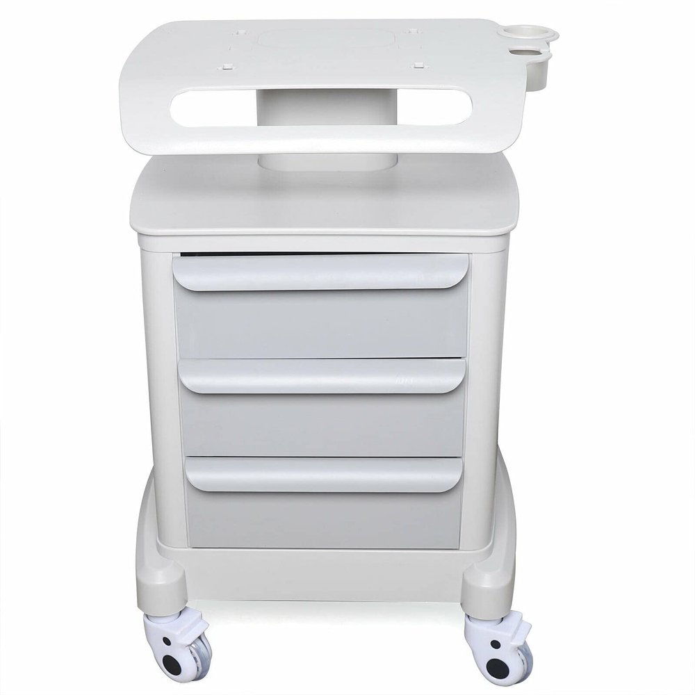 3 Layer Beauty Rolling Trolley Cart Equipment Mobile Salon Spa Service Instrument Cart White Multi-Purpose Holder Stand for Spa Machines with Wheels and Tray(Max Load 30kg)