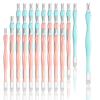Allstarry 30 Pieces Nail Cuticle Trimmer Remover Plastic Handle Cuticle Pusher Dead Skin Cuticle Knife Nail Cleaner Removal Fork Nail art Tools for Girls Women and Men - Light Blue and Soft Peach view 1