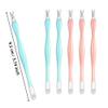 Allstarry 30 Pieces Nail Cuticle Trimmer Remover Plastic Handle Cuticle Pusher Dead Skin Cuticle Knife Nail Cleaner Removal Fork Nail art Tools for Girls Women and Men - Light Blue and Soft Peach view 4