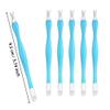 Allstarry 30 Pieces Nail Cuticle Trimmer Remover Rubber Nail Cleaner Plastic Handle Cuticle Pusher Double Head Dead Skin Cuticle Knife Removal Fork Nail art Tools for Girls Women and Men - Blue view 4