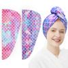 ELLEWIN Microfiber Hair Towel Wrap for Kids Girls 2 Pack Hair Turban Drying for Women Set Absorbent Quick Dry Twisty Anti Frizz Towel for Curly Long Thick Hair (Mermaid) view 1