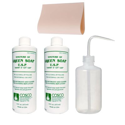 2 Bottles16 oz(1 Pint) Cosco Green Soap Tattoo Stencil Wash and 8oz Diffuser Squeeze Bottle