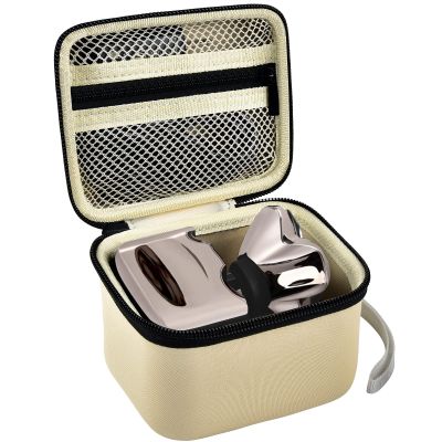 Case for Skull Shaver Electric Pitbull Pro Razor, Hard Travel Rotary Men Head Shavers Beard Trimmer Storage Carrying Box with Zipper Mesh Pocket for Men's Gold Pro Mustache Grooming Kit, Beige-Only