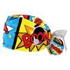 2Pcs Nurse Scrub Caps Women Long Hair, Boom Comic Words Adjustable Working Cap with Button and Sweatband Multicoloured view 1
