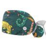 2Pcs Nurse Scrub Caps Women Long Hair, Cute Lizards Adjustable Working Cap with Button and Sweatband Multicoloured view 1