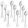 9Pcs Mini Stainless Steel Shovel Spoons Fork Reusable Tea Ice Cream Cake Fruit Desserts Spoon Server Mixing Spoon Tableware for Kitchen Restaurant Bistro Home Party, Silver view 1