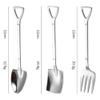 9Pcs Mini Stainless Steel Shovel Spoons Fork Reusable Tea Ice Cream Cake Fruit Desserts Spoon Server Mixing Spoon Tableware for Kitchen Restaurant Bistro Home Party, Silver view 2