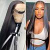 13x6 HD Transparent Lace Front Human Hair Wigs Straight 150% Density Pre Plucked Natural Hairline Bleached Knots Brazilian Virgin Hair With Baby Hair Natural Color for Black Women 16 Inch view 4