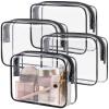 PACKISM Clear Makeup Bags, 4 Pack Quart Size Travel Bag TSA ApprovedTravel for Toiletries, Cosmetic Bags Carry on Clear Toiletry TSA Approved Toiletry, Black view 1