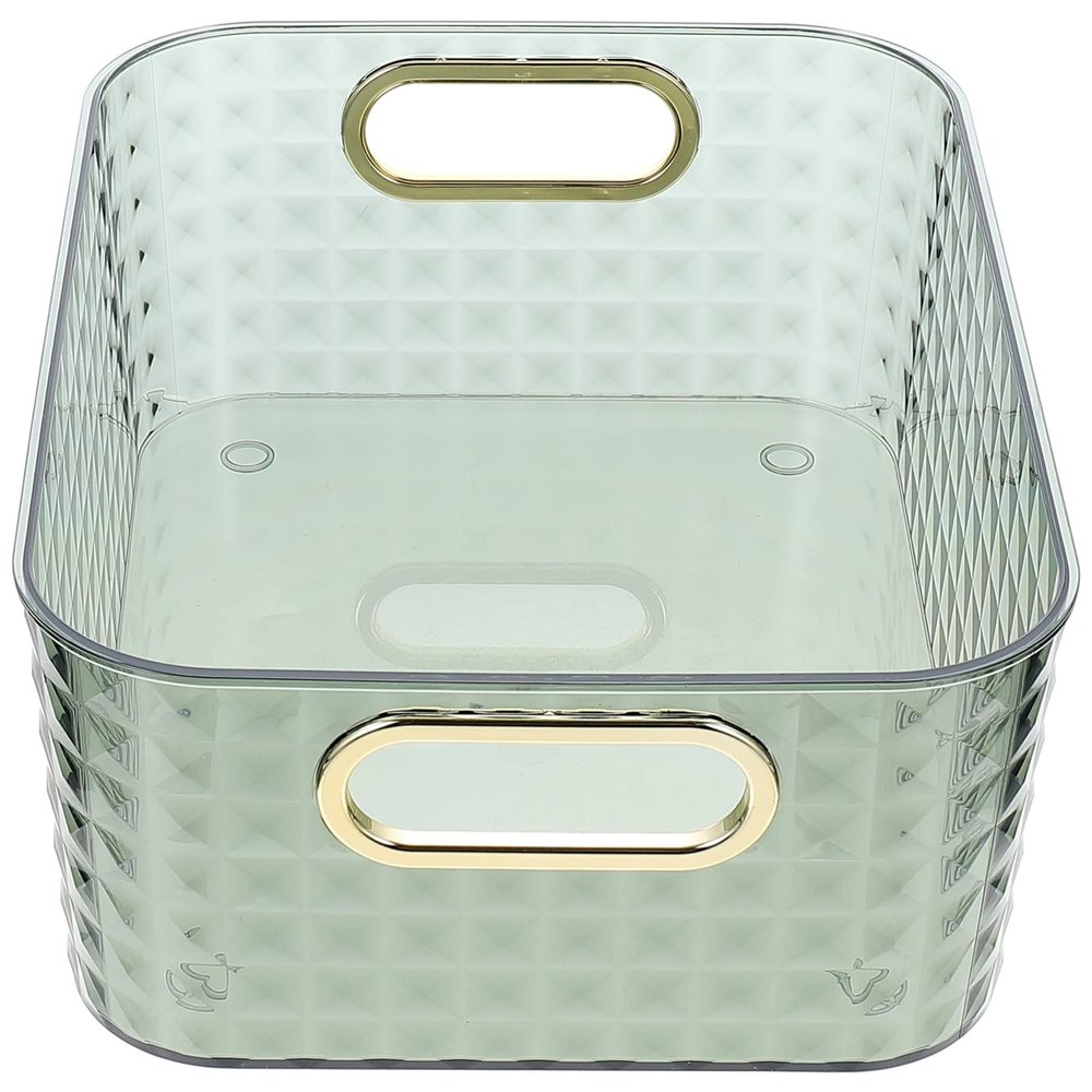 Beavorty Transparent Pattern Makeup Organizer Box Capacity Sundries Storage Basket for Office Snacks Bathroom Essentials and Desktop Organization