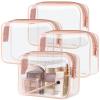 PACKISM Clear Makeup Bag 4 Medium - TSA Approved Toiletry Bag Waterproof Quart Size Travel Bag, Clear Cosmetic Bag for Women, Carry on Airport Airline Compliant Bag, Rose Pink view 1