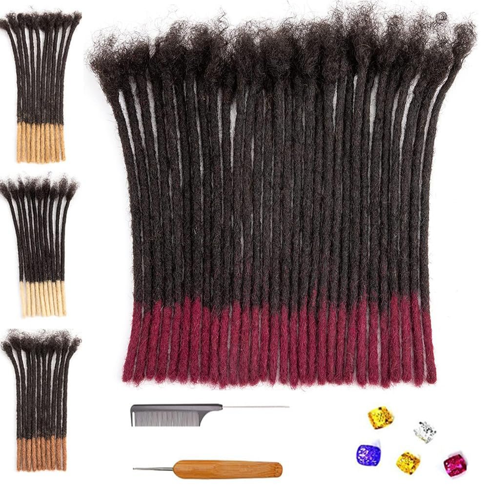 0.6 cm Thickness 10 Inch #T1B/BUG 30 Strands 100% Real Human Hair Dreadlock Extensions for Men and Women. Handmade for Full Head, Can Be Dyed and Bleached. Dreadlocks Bulk Permanent Locs