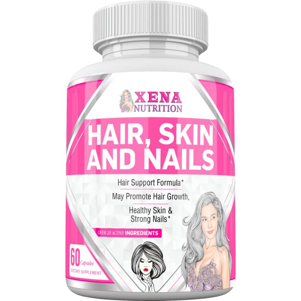 Xena Nutrition Hair Skin & Nails Pills Fight Brittle Nails and Cracked Skin 60 Capsules