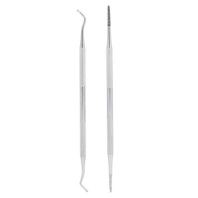 2pcs Ingrown Toenail Tools Stainless Steel Nail Picker Dual Ends Nail File Toenail Cleaner Tools for Nail Salon Home
