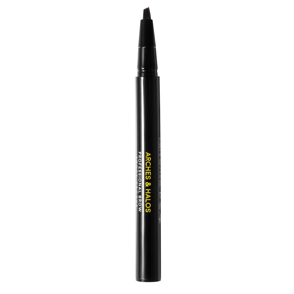 Arches and Halos Angled Bristle Tip Waterproof Brow Pen - Water Based and Smudge Proof Eyebrow Pencil - Extended Wear - Dark Brown - 0.051 oz
