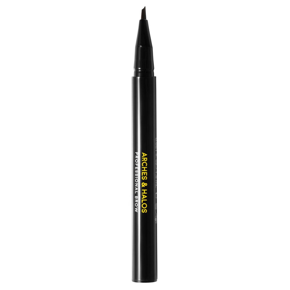 Arches and Halos Angled Bristle Tip Waterproof Brow Pen - Water Based and Smudge Proof Eyebrow Pencil - Extended Wear - Warm Brown - 0.051 oz