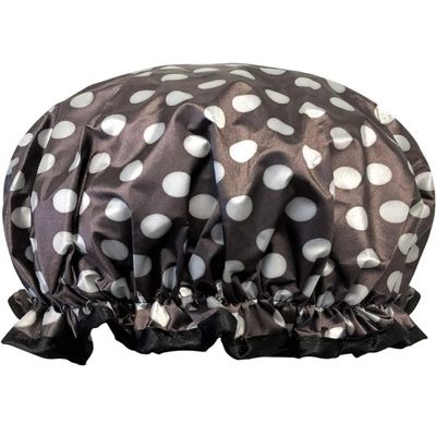 Reusable Women's Waterproof Shower Caps for Long Hair, Smoky Dots