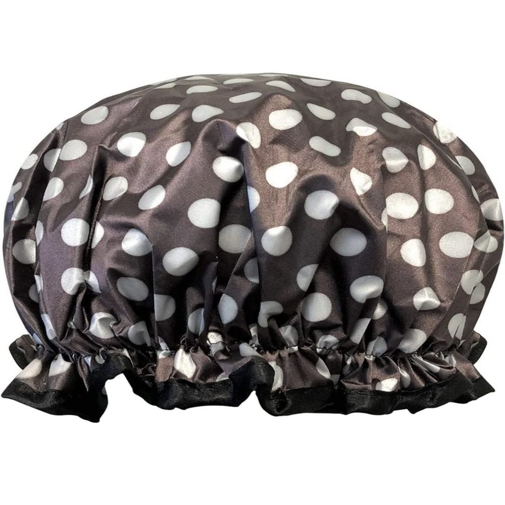 Reusable Women's Waterproof Shower Caps for Long Hair, Smoky Dots