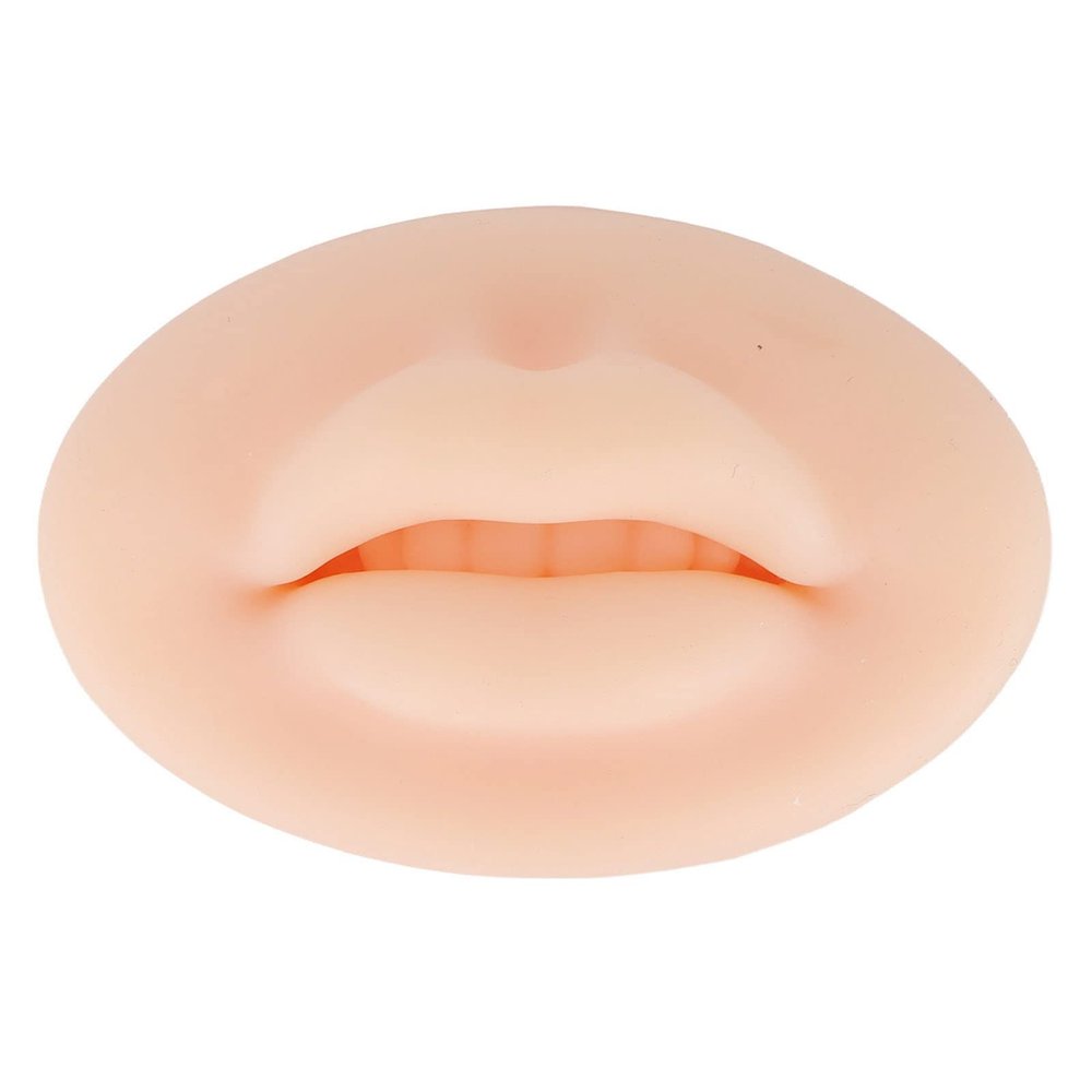 3D Silicone Lips, Makeup Kit for Lip Training, Real Skin Touch Feeling Fake Lips for Semi Permanent Make Up Practice(Light Skin)