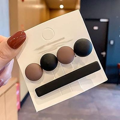 2pcs/Set Vintage Acrylic Hairpins Clips for Women Jewelry Fashion Geometric Round Barrette Korean Elegant Girl Hair Accessories (Color : B)