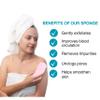 BESOBELLA Exfoliating Sponges (4 pcs) - Super Soft Exfoliating Bath Shower Sponge - Removes Dead Skin and Impurities from Body - Great for Adults and Children - Pink & Blue & White & Gray view 2
