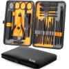 Nail Clippers Sets High Precisio Stainless Steel Nail Cutter Pedicure Kit Nail File Sharp Nail Scissors and Clipper Manicure Pedicure Kit Fingernails & Toenails with Portable cas (Yellow/Gray_25 in 1) view 1