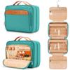 Travel Hanging Toiletry Bag for Women, with Jewelry Organizer Compartment, Medium Waterproof Hanging Makeup Accessories, Cosmetic Essentials, Toiletries Dopp Kit Set with Trolley Belt, Blue view 1