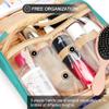 Travel Hanging Toiletry Bag for Women, with Jewelry Organizer Compartment, Medium Waterproof Hanging Makeup Accessories, Cosmetic Essentials, Toiletries Dopp Kit Set with Trolley Belt, Blue view 4